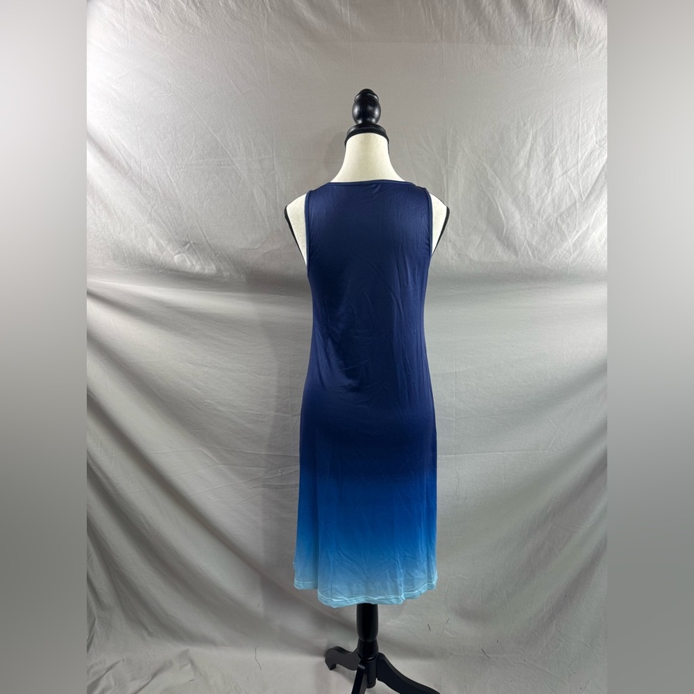 Ombre V-Neck Sleeveless Midi Dress Blue - Picture 8 of 8